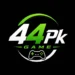 44Pk Game logo featuring bold white and green text on a black background with a modern gaming controller icon and a sleek circular design, representing a stylish and professional gaming brand.