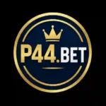 P44Bet Game logo featuring bold gold and white text on a dark blue circular background with a gold crown and elegant gold border, representing a modern online gaming and betting platform.