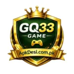 GQ33 Game APK official logo with ApkDesi.com.pk branding and transparent background for Android users in Pakistan.